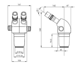 Working Distance 108mm Stereo Inspection Microscope Magnification 6X - 55X supplier